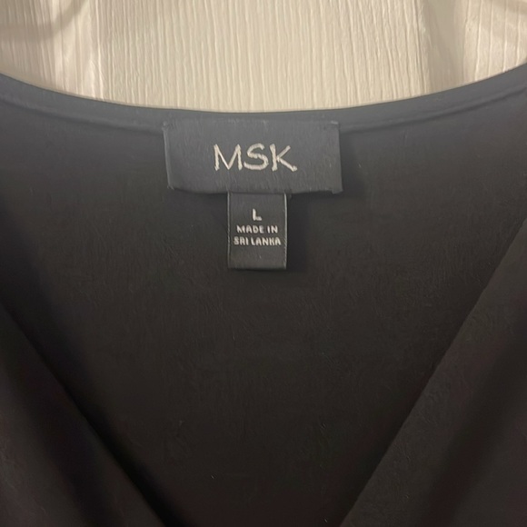 NWT, MSK black dress, large, lined, sheer dot sleeves - Picture 5 of 7